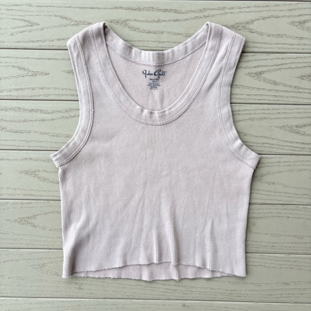John Gault Pink Cropped Ribbed Tank Top